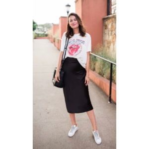 Mono B Stretch Cotton Pencil Black Skirt